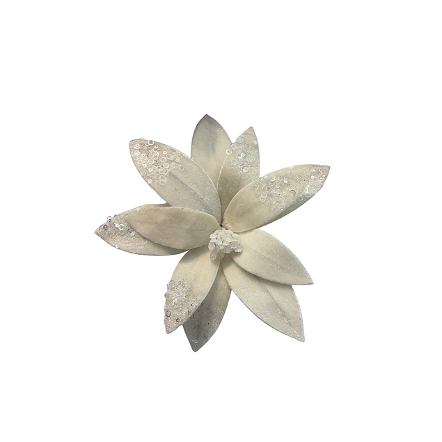 Flor navideña beige gamuzada