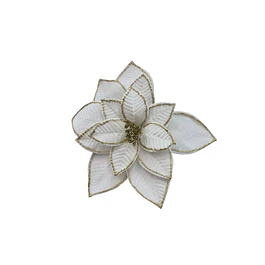 Flor beige con bordes dorados escarchados