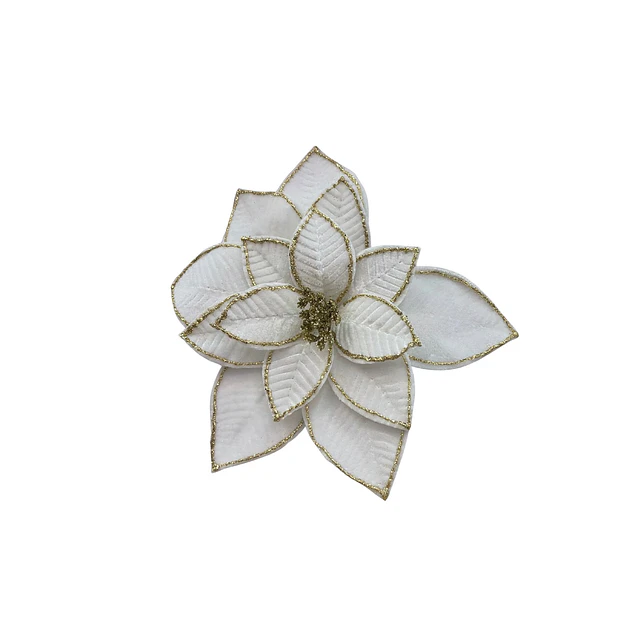 Flor beige con bordes dorados escarchados