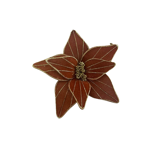 Flor navideña cafe con dorado