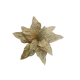 Flor dorada con adornos escarchados