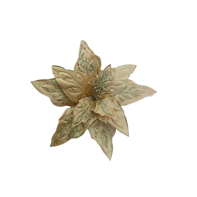 Flor dorada con adornos escarchados