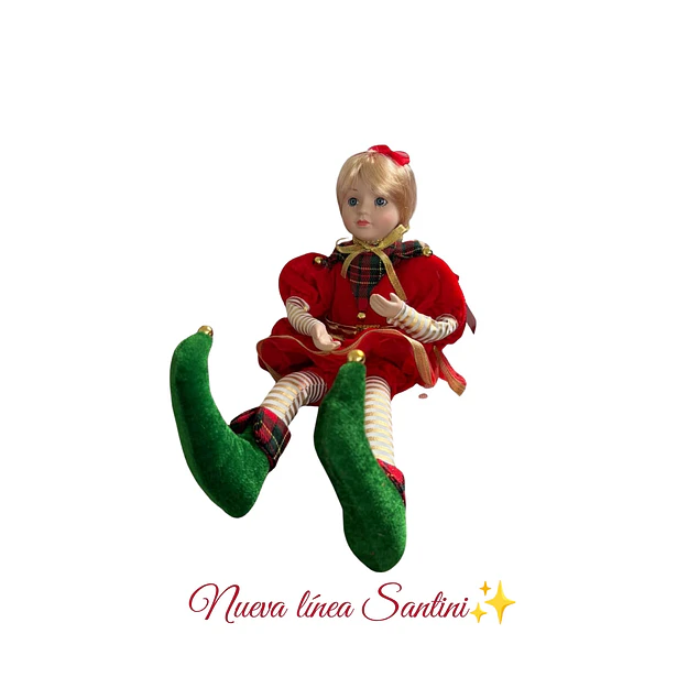 Muñeca coleccionable roja con verde