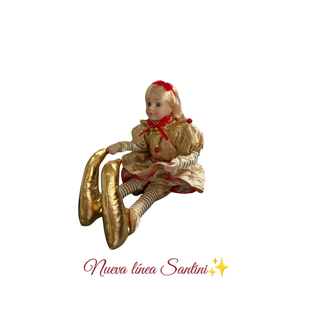 Muñeca coleccionable dorado con rojo