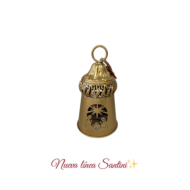 Campana dorada con pesebre tallado Santini