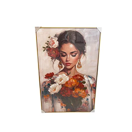 Cuadro mujer con flores