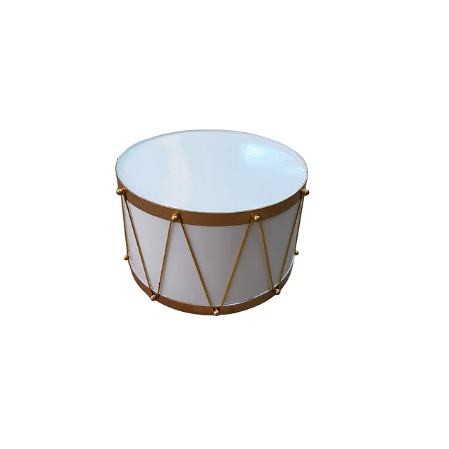 Tambor metálico blanco con dorado grande