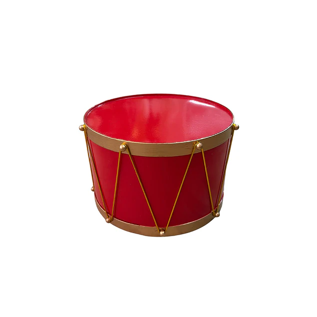 Tambor metálico rojo con dorado grande