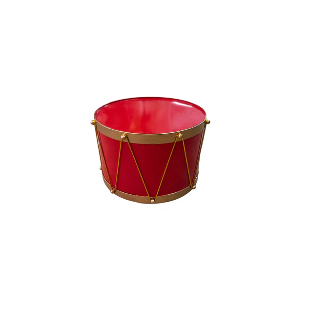 Tambor metálico rojo con dorado mediano
