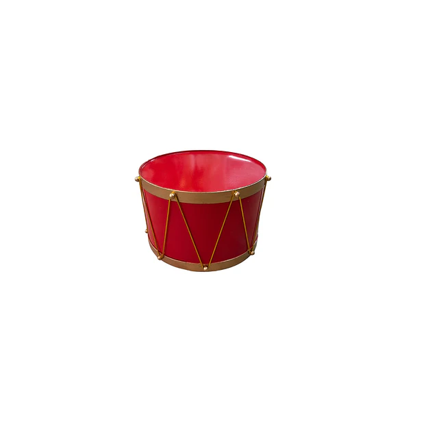 Tambor metálico rojo con dorado pequeño