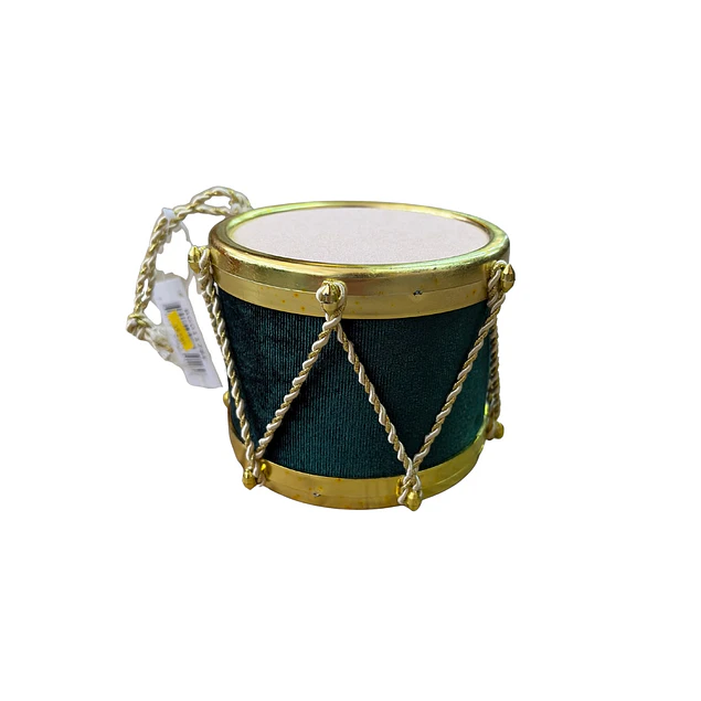 Tambor cubierto gamuzado verde inglés con dorado mediano