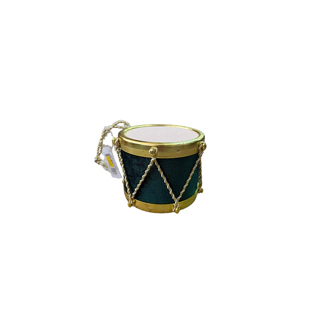 Tambor cubierto gamuzado verde inglés con dorado pequeño