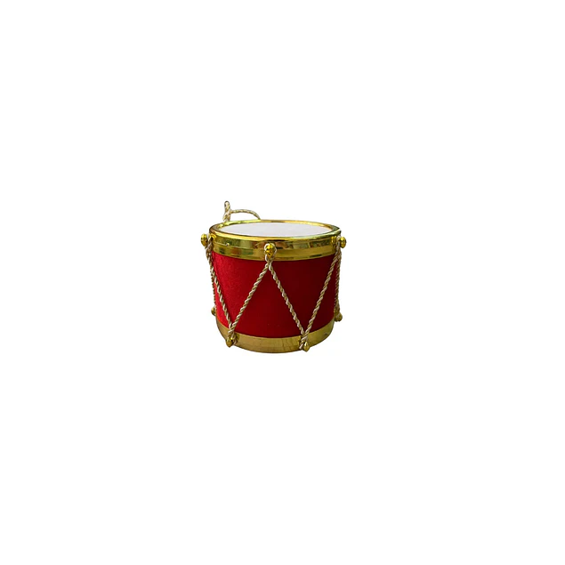 Tambor cubierto gamuzado rojo con dorado pequeño