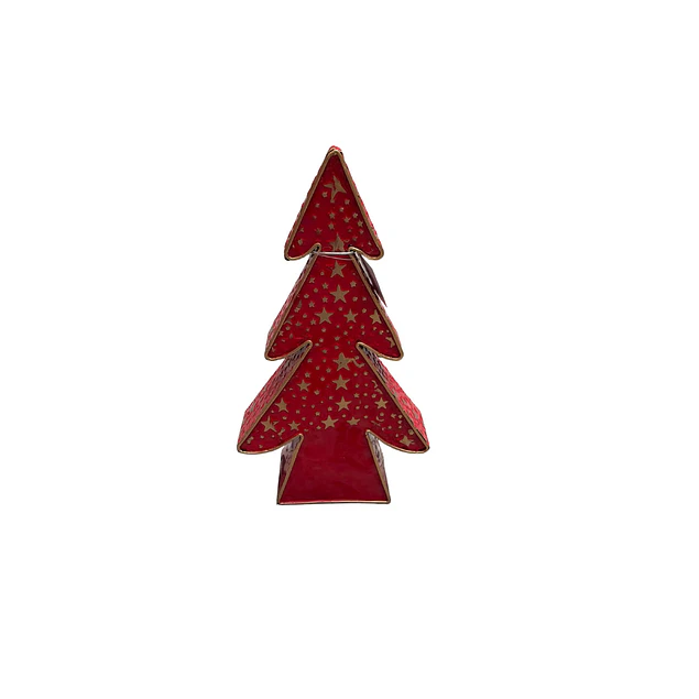 árbol decorativo latón rojo con dorado mediano