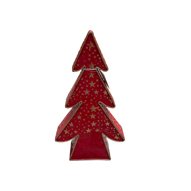 árbol decorativo latón rojo con dorado grande