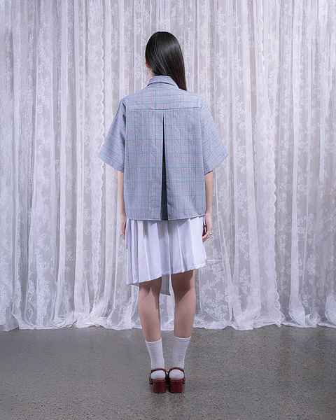 Camisa asimétrica escosés gris 