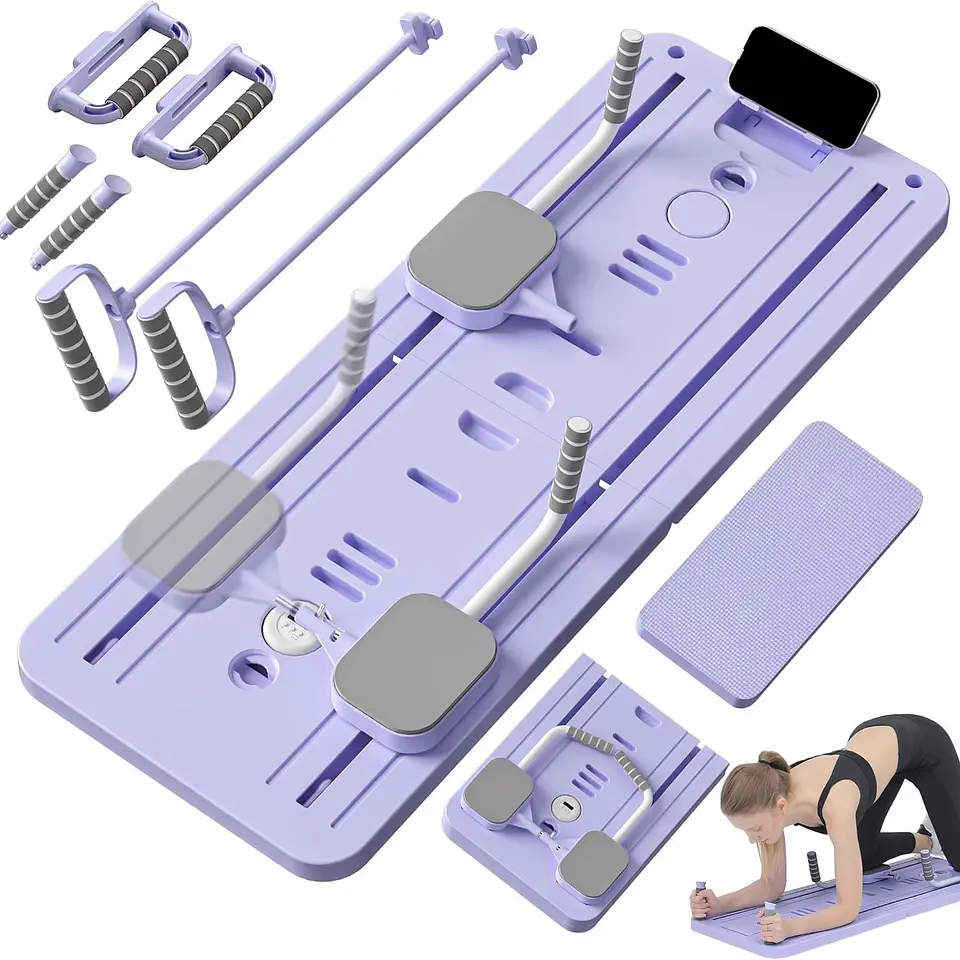 EQUIPO DE PILATES MULTIUSOS, TABLA DE EJERCICIOS ABDOMINALES PLEGABLE PARA GIMNASIO EN CASA, SET DE REFORMER DE PILATES CON TEMPORIZADOR 5
