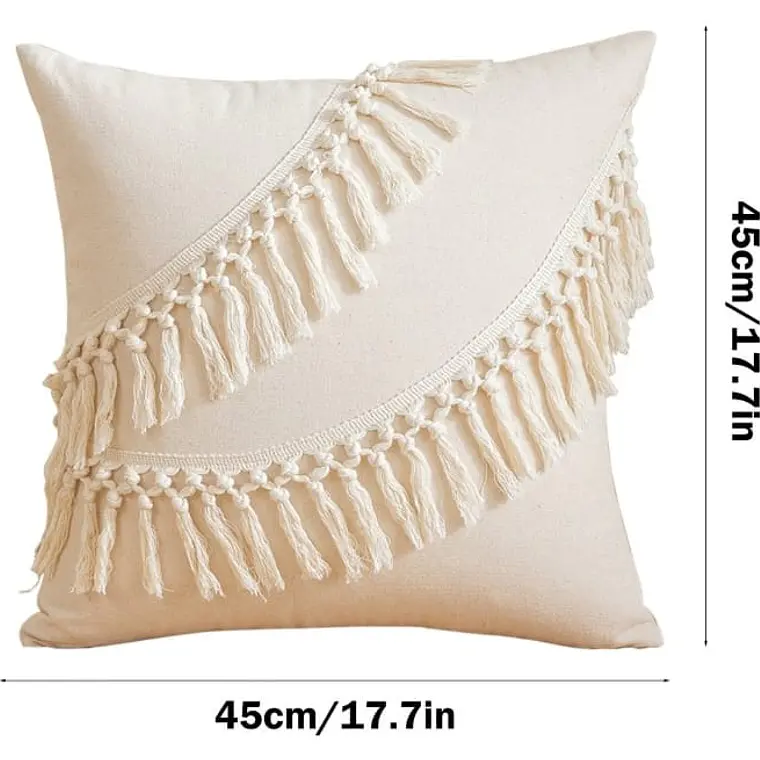Funda Cojin Boho con Flecos Macramé 45 x 45 cm 3
