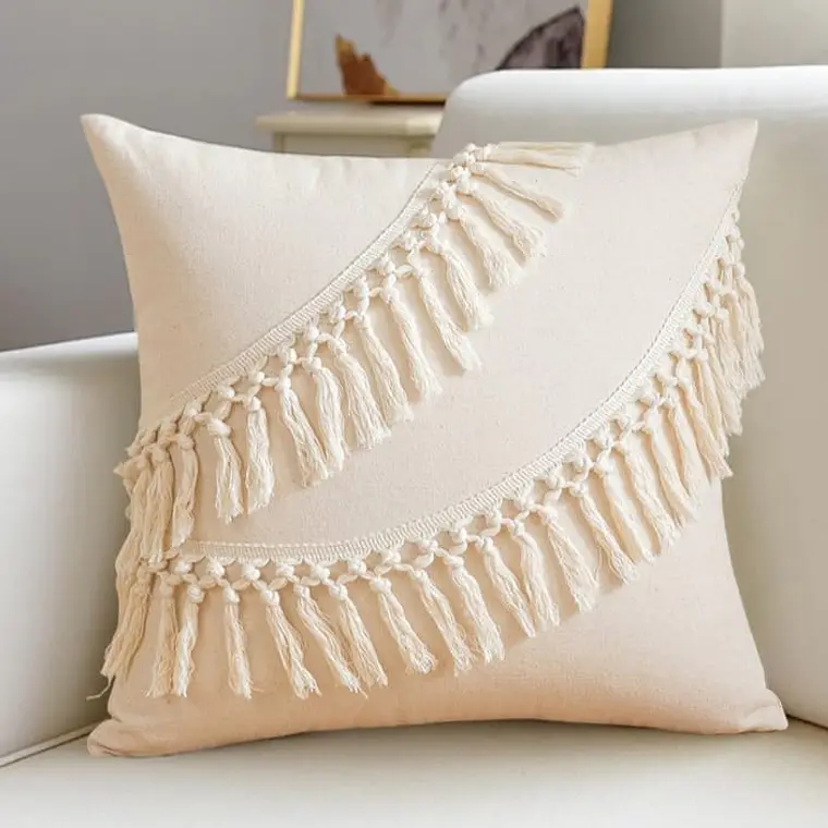 Funda Cojin Boho con Flecos Macramé 45 x 45 cm 4