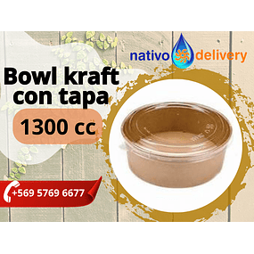 Bowl Kraft 1300 cc C/Tapa