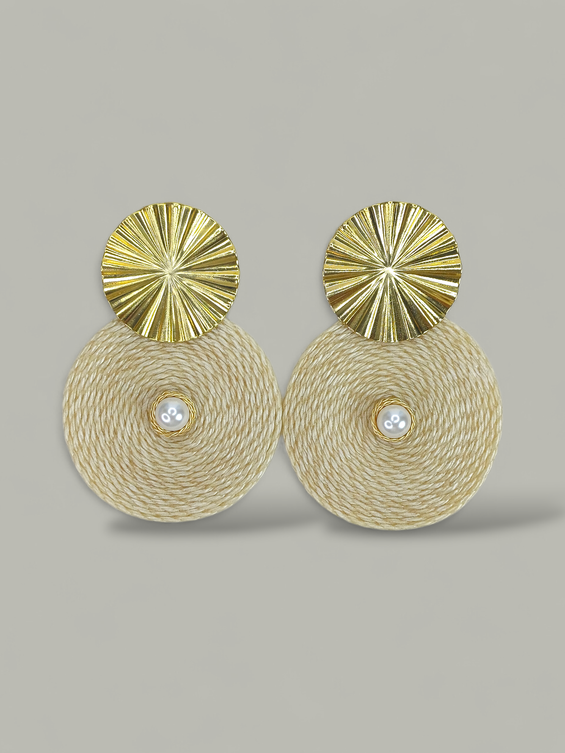 Maxi Arete base con perla Natural 6