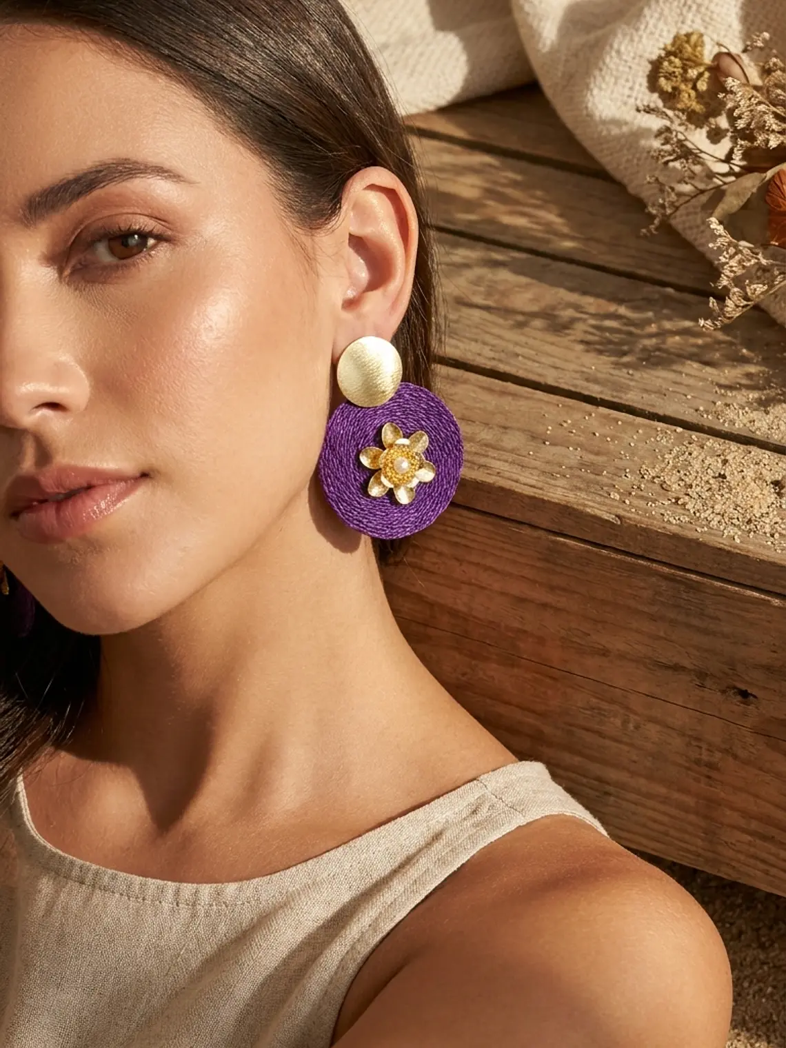 Maxi Arete Base Con Flor  1