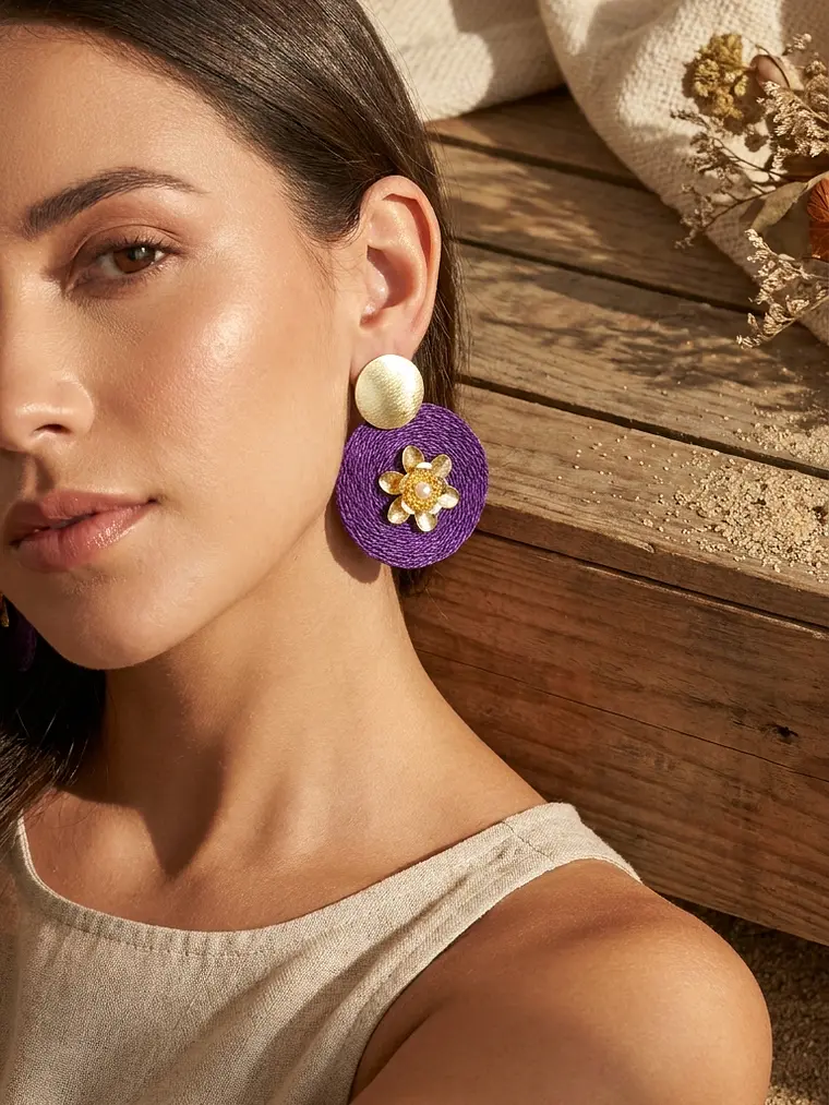 Maxi Arete Base Con Flor  1