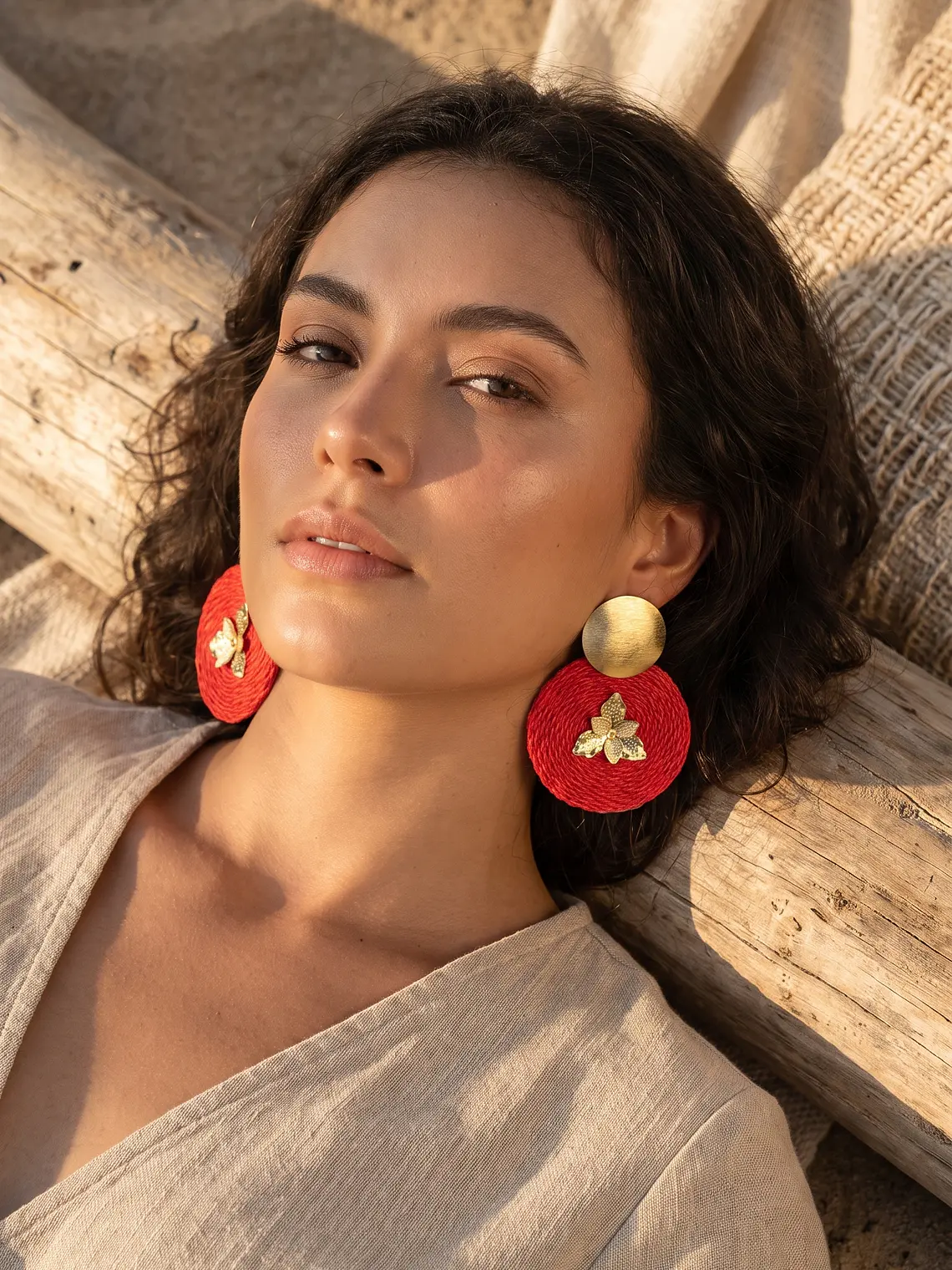 Maxi Arete en base Con Orquídea  1