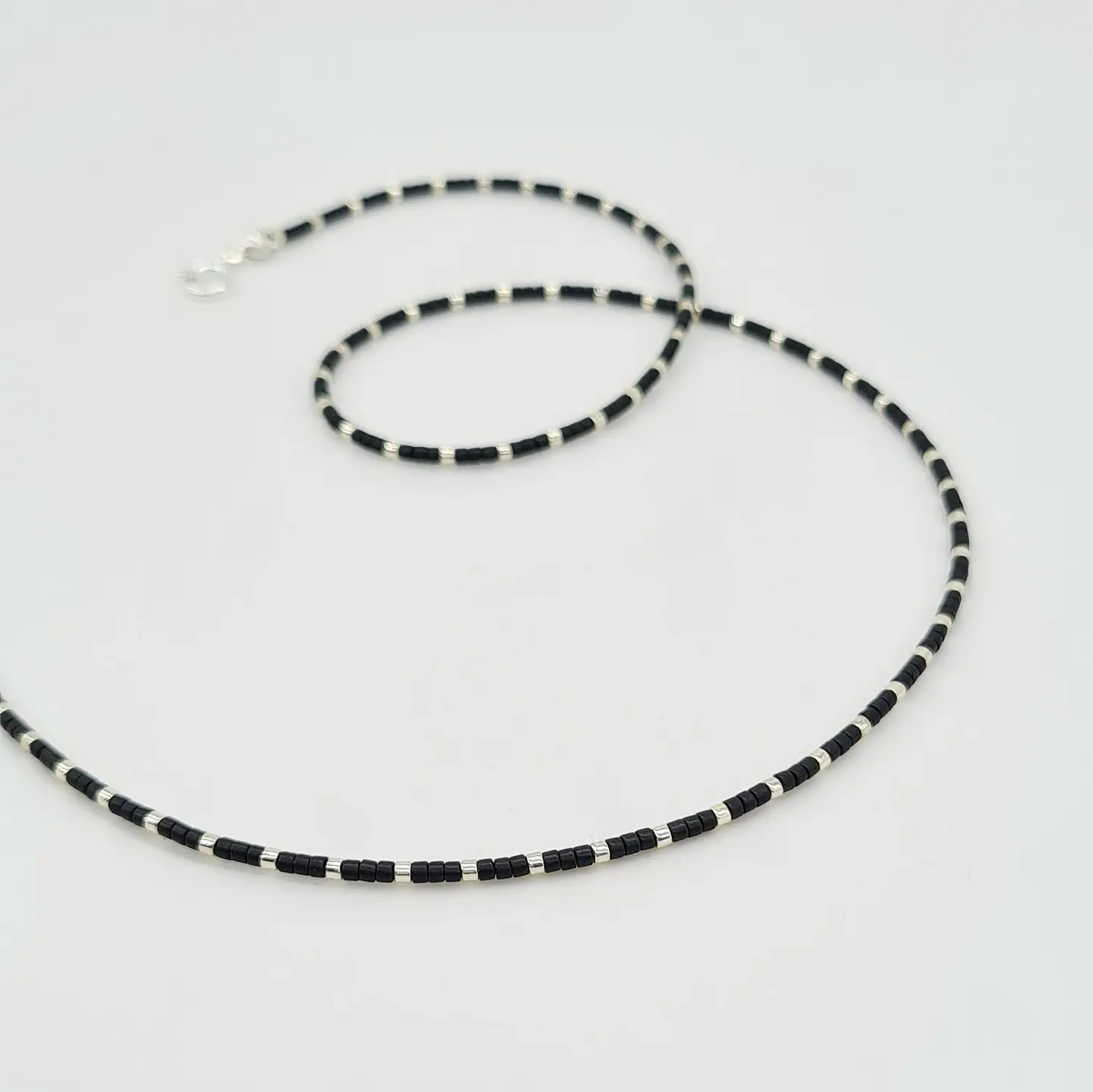 Collar Choker Negro Plateado 1