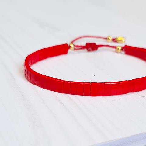 Pulsera Bamboo Macramé Roja