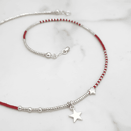 Collar Trama Rojo Estrellas