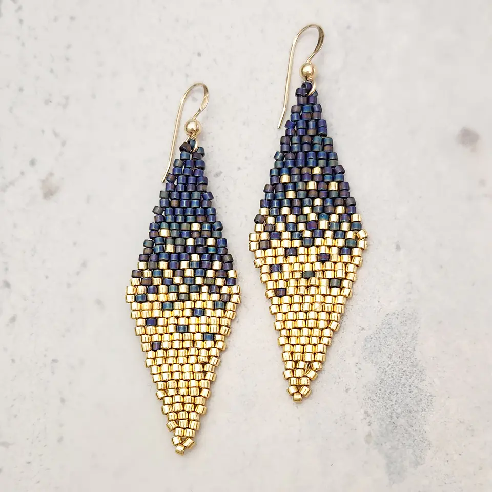 Aros Rombo Tejido Azules 3