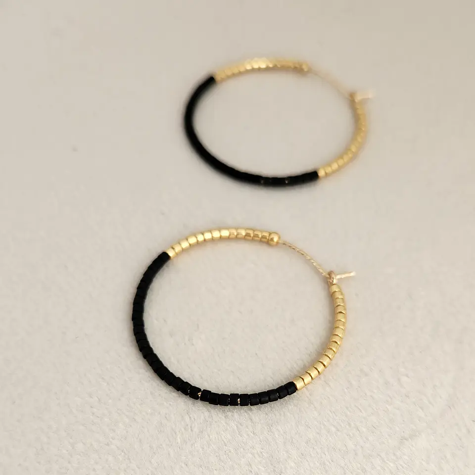 Aros Argolla Dorado Negro 2
