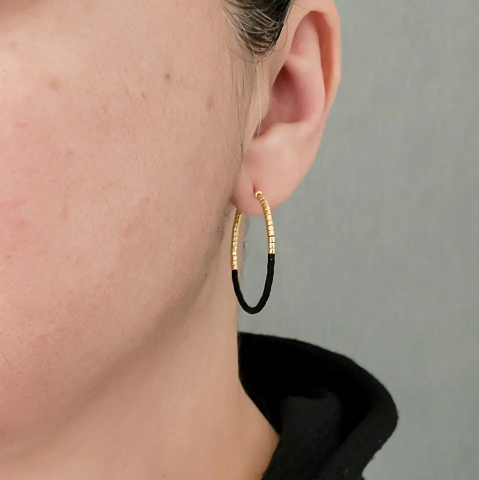 Aros Argolla Dorado Negro 3