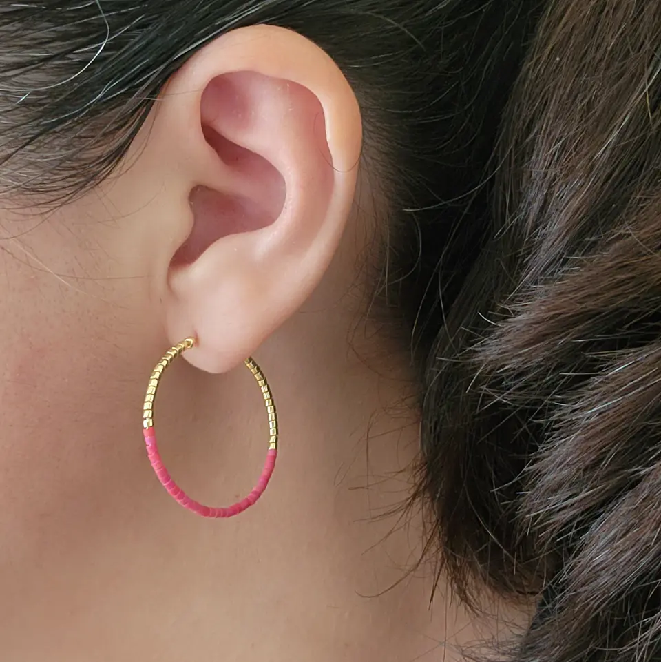 Aros Argolla Dorado Rosado 4
