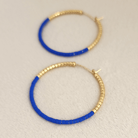 Aros Argolla Dorado Azul