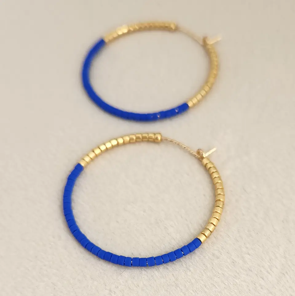 Aros Argolla Dorado Azul 2