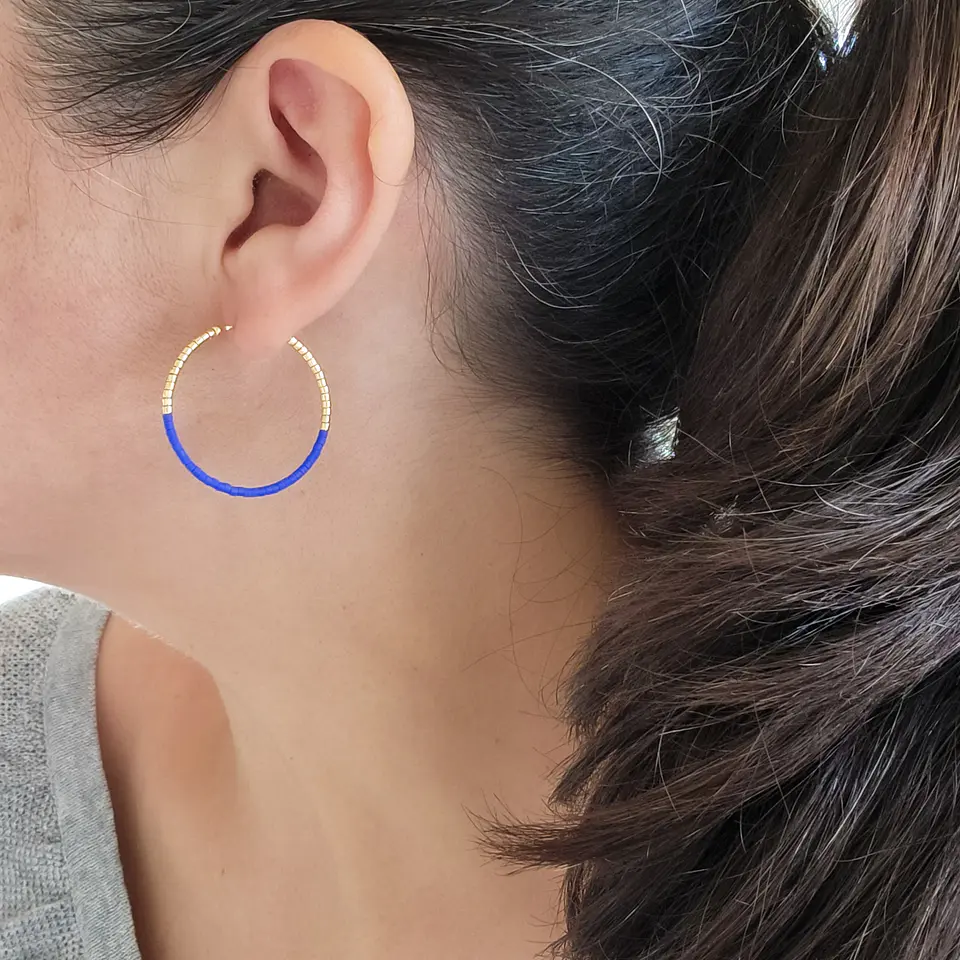 Aros Argolla Dorado Azul 3