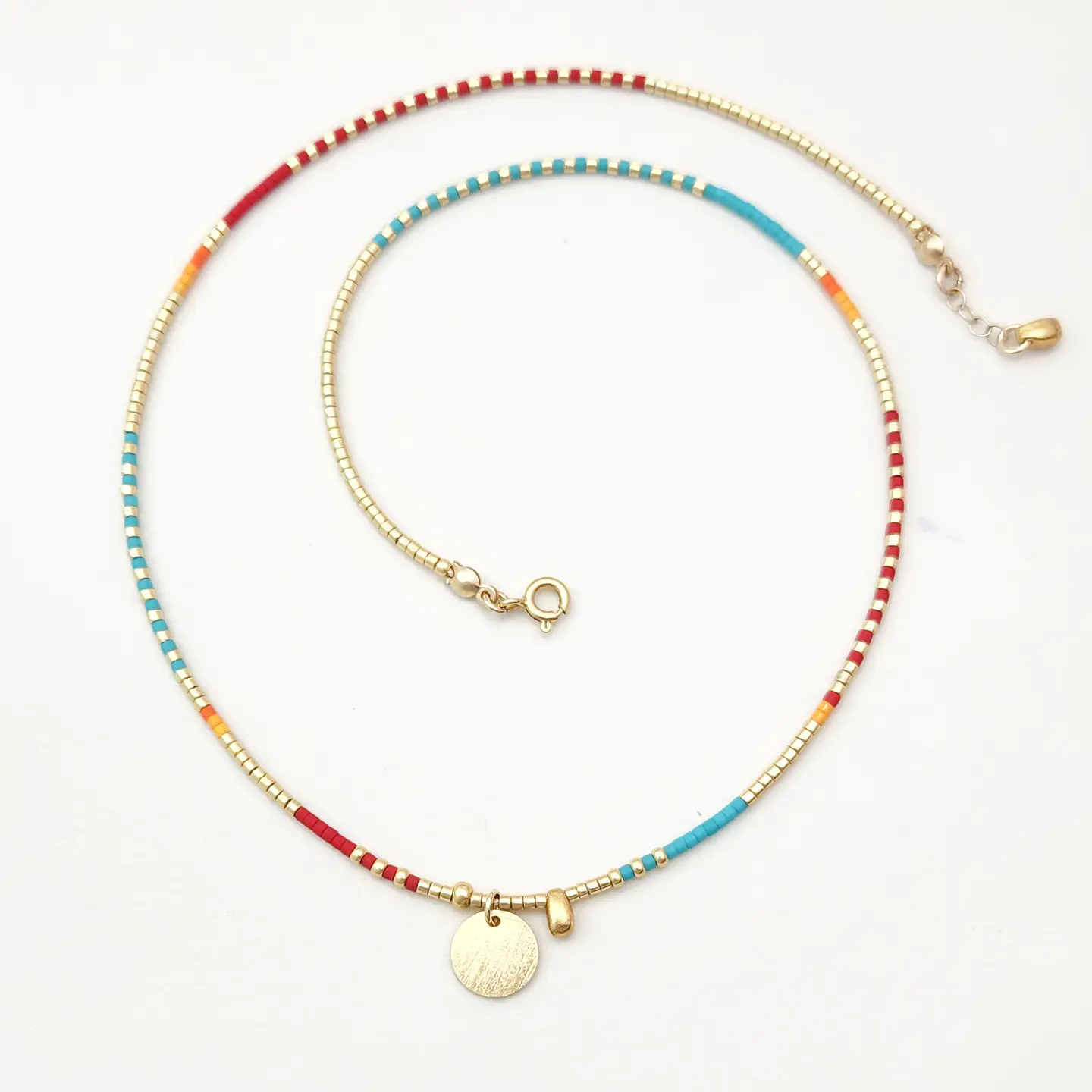 Collar Trama Rojo Turquesa 2