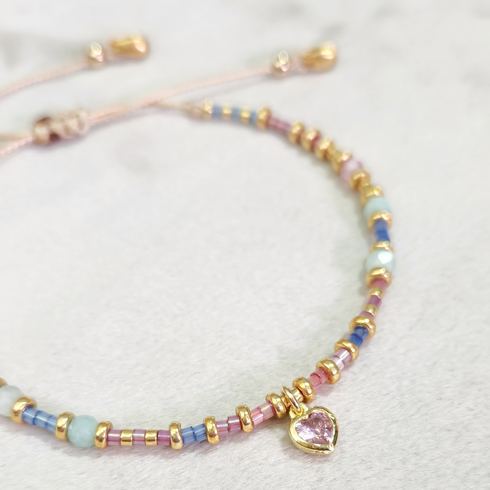 Macramé Corazón Rosa
