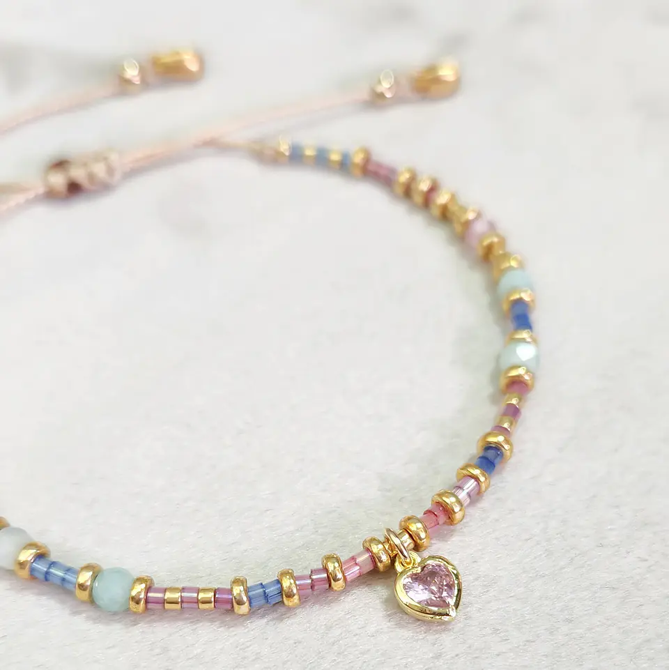 Macramé Corazón Rosa 1