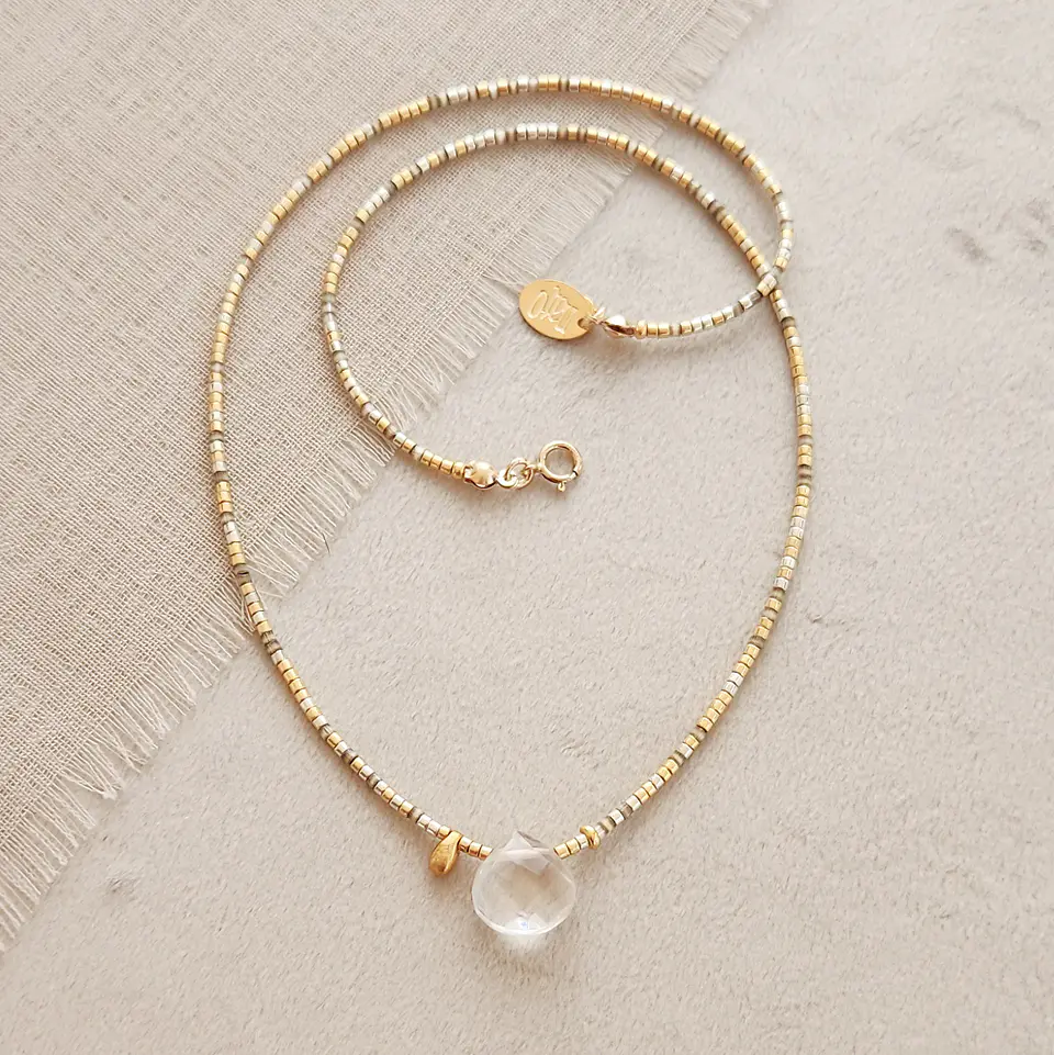 Collar Tan Dorado/Plateado Cuarzo 1
