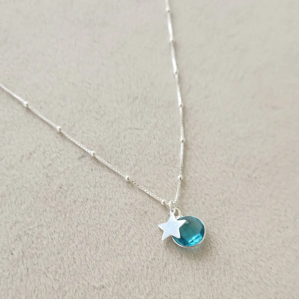Cadena Topacio Estrella Plata 3