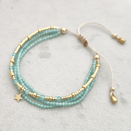 Macramé Cuatro Turquesa Dorado