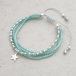 Macramé Cuatro Turquesa Plateado