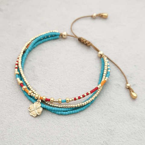 Macramé Cuatro Trama Turquesa