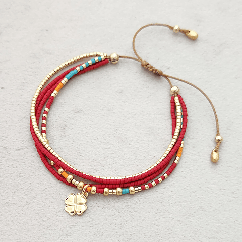 Macramé Cuatro Trama Roja