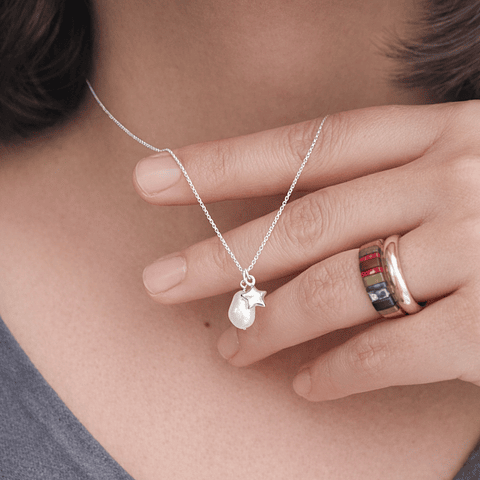 Cadena Perla Estrella Plata