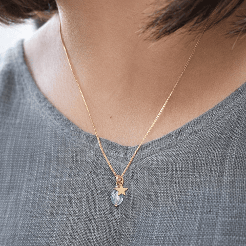 Cadena Fluorita Verde Baño de Oro