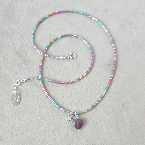 Collar Corazón Iris Amatista